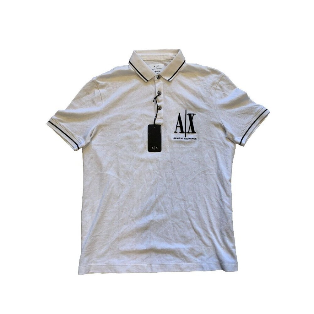 Armani Exchange Men's White Regular Fit Icon Project Piquet Polo Shirt Small NWT
